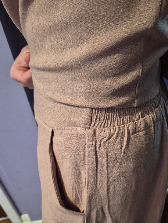 NWT Relaxed Wide-Leg LINEN BLEND Biege set PTP 19,5, WAIST 14-16, INSEAM 24" - Picture 4 of 4